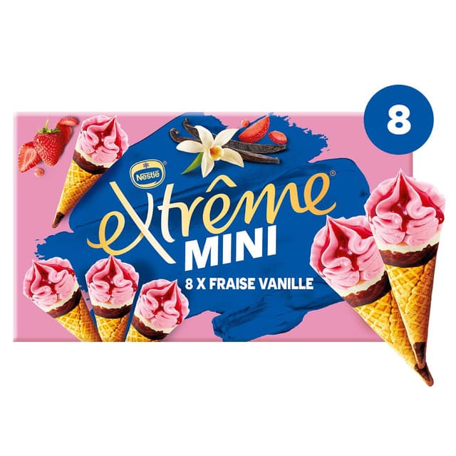 3274664225216 - Extrême - Mini Cônes Vanille Fraise