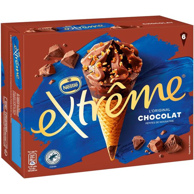 7613034975416 - Extrême - Cônes glacés chocolat et pépites de nougatine