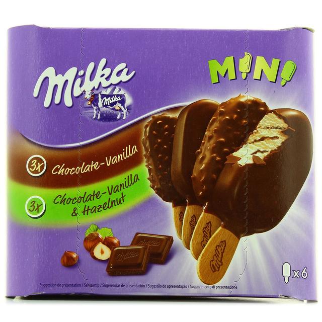 4007993017516 - Milka - 6 mini bâtonnets Vanille, chocolat et noisette 6x50ml