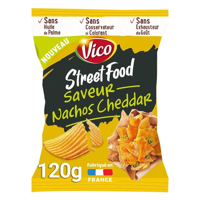 3336972408016 - Vico - Street Food Chips ondulées saveur nachos cheddar