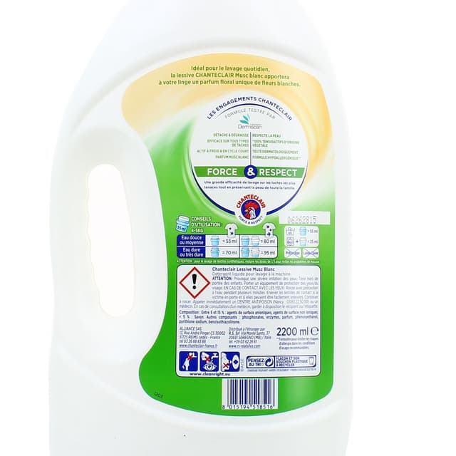8015194518516 - Chanteclair - Lessive liquide au musc blanc 40 lavages