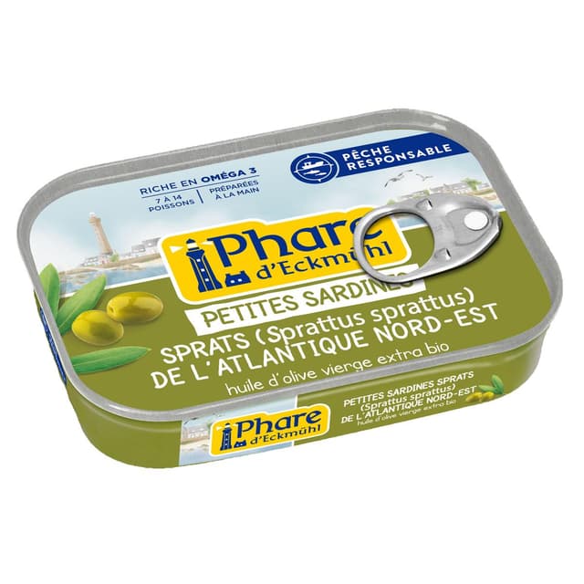 3263670201017 - Phare d'Eckmuhl - Petites Sardines Sprats à huile d'olive bio 128g