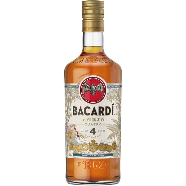 7610113001417 - Bacardi Añejo Cuatro - Rhum ambré 4 ans d'âge - 40°