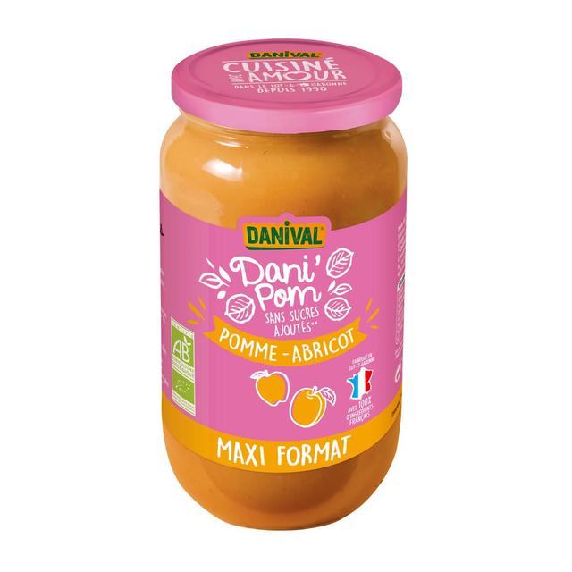 3431590014417 - Danival - DaniPom Pomme abricot bio, Maxi Format, sans sucres ajoutés