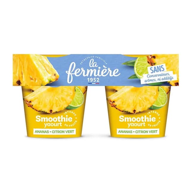 3279230015017 - La Fermière - Yaourt smoothie ananas citron vert