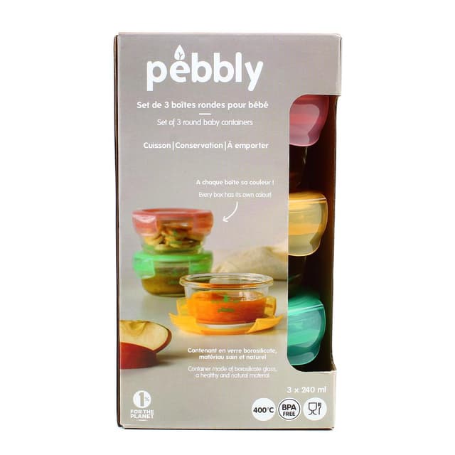 3760132815817 - Pebbly - Set de 3 boîtes en verre Bébé