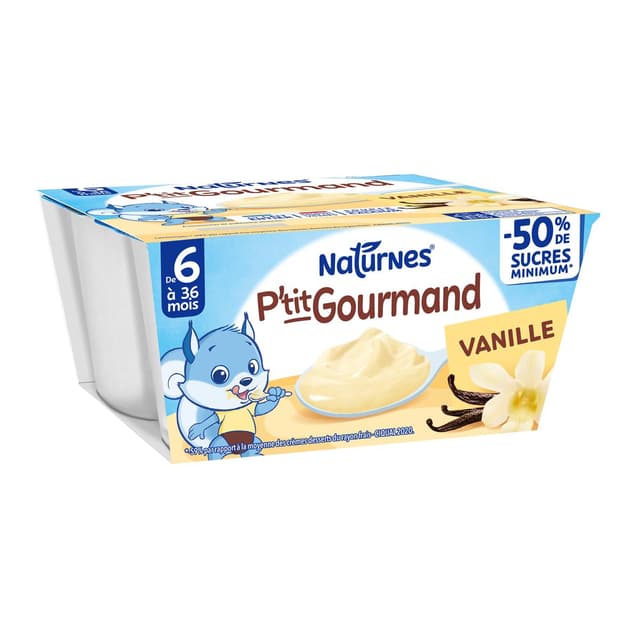 8445291536517 - Naturnes® - P'tit Gourmand - Dessert Lacté Vanille Coupelle Bébé dès 6 mois