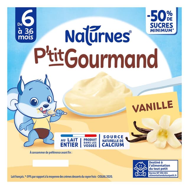 8445291536517 - Naturnes® - P'tit Gourmand - Dessert Lacté Vanille Coupelle Bébé dès 6 mois