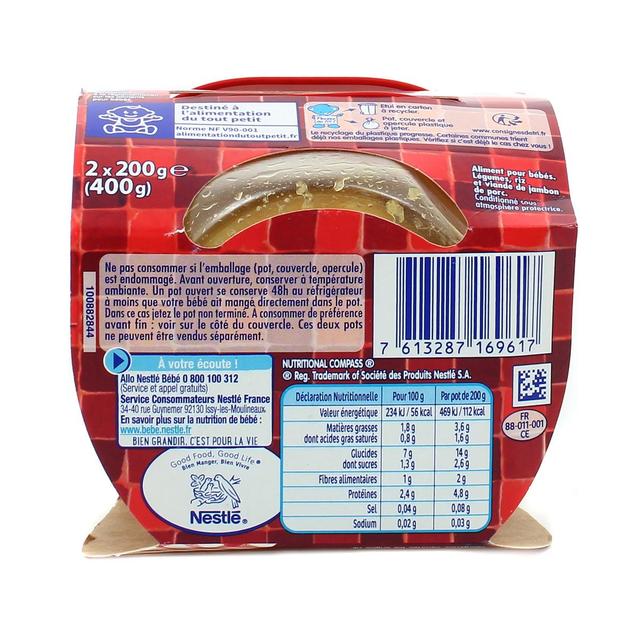 7613287169617 - Nestlé - P'tite Recette - Risotto Courgettes Carottes Jambon Bol Bébé Dès 8 mois