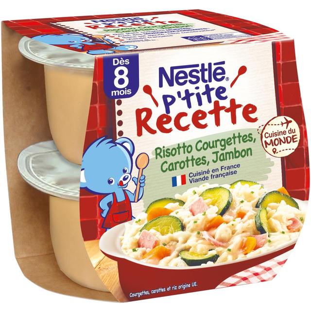 7613287169617 - Nestlé - P'tite Recette - Risotto Courgettes Carottes Jambon Bol Bébé Dès 8 mois