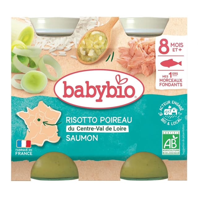 3288131510118 - Babybio - Risotto poireau saumon bio Pot Bébé dès 8 mois