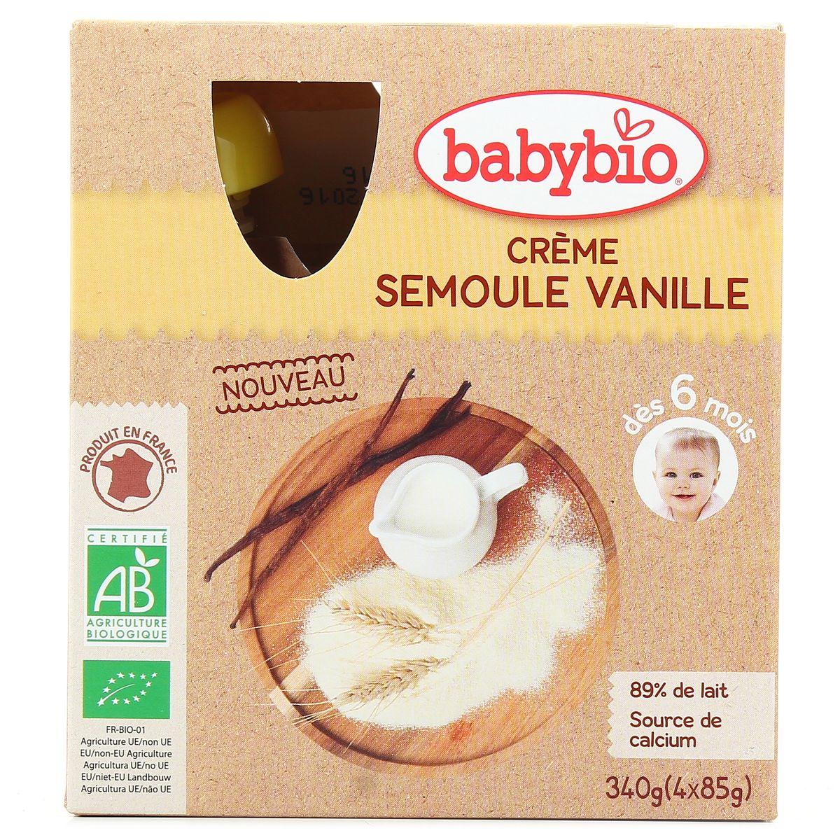 Babybio - Dessert Lacté Crème Semoule Vanille Bio Gourde Bébé Dès 6 mois