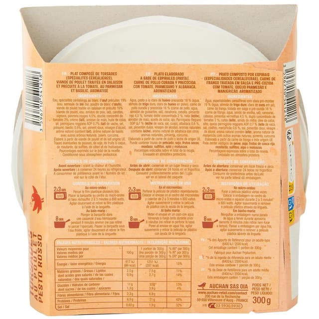 3596710541218 - Auchan - Torsades au poulet sauce pesto rosso 