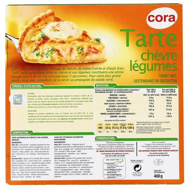 3257981942318 - Cora - Tarte Légumes et chèvre