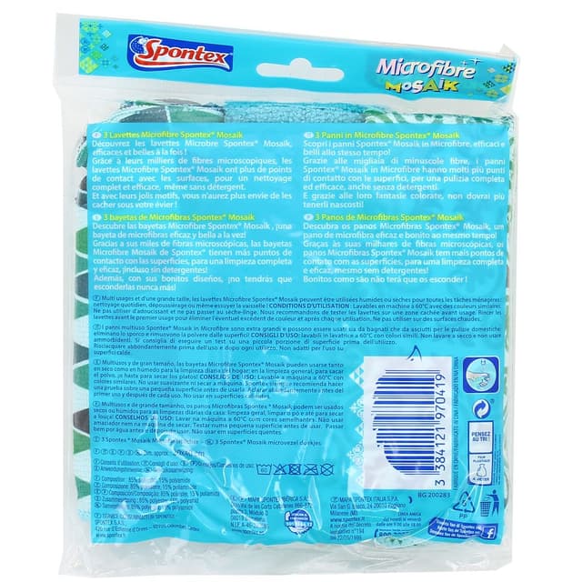 3384121970419 - Spontex - Lavettes microfibres mosaïk 