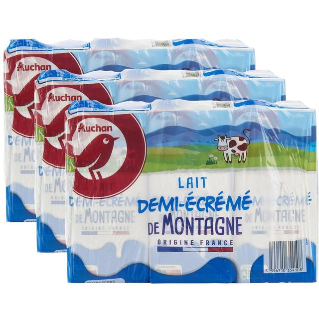 2050000410819 - Auchan - Lait demi-écrémé de montagne UHT