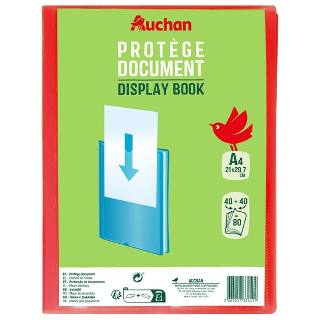 3665257332419 - Auchan - Protège document souple A4 21x29,7cm