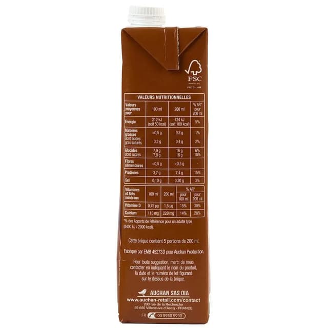 3596710495719 - Auchan - Boisson lactée au chocolat