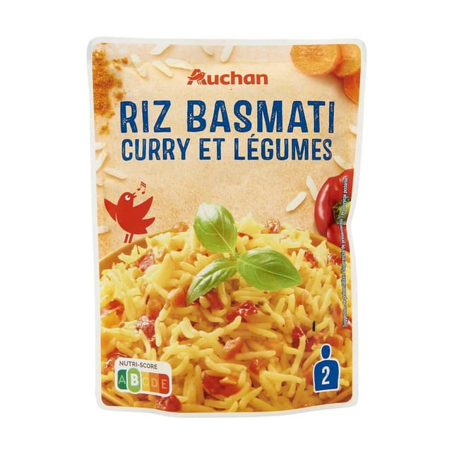 3596710529919 - Auchan - Riz basmati au curry et légumes sachet express micro-ondes