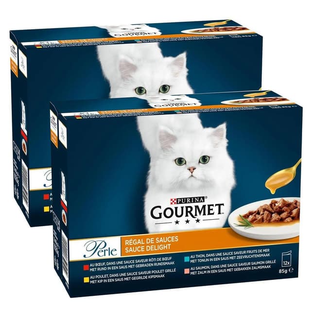2050000420320 - Purina - Gourmet Perle - Sachets Régal de sauces Boeuf, Poulet, Thon, Saumon pour chat