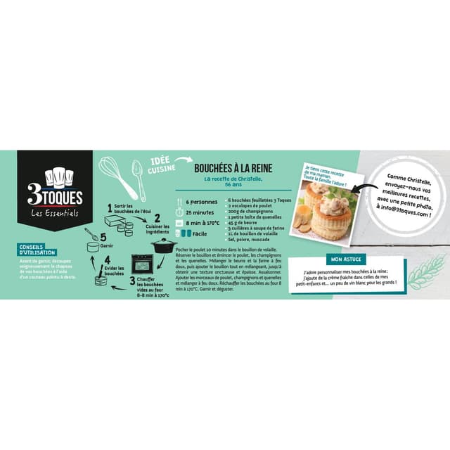 3162150030720 - Les 3 Toques - 6 Bouchées Feuilletées à garnir