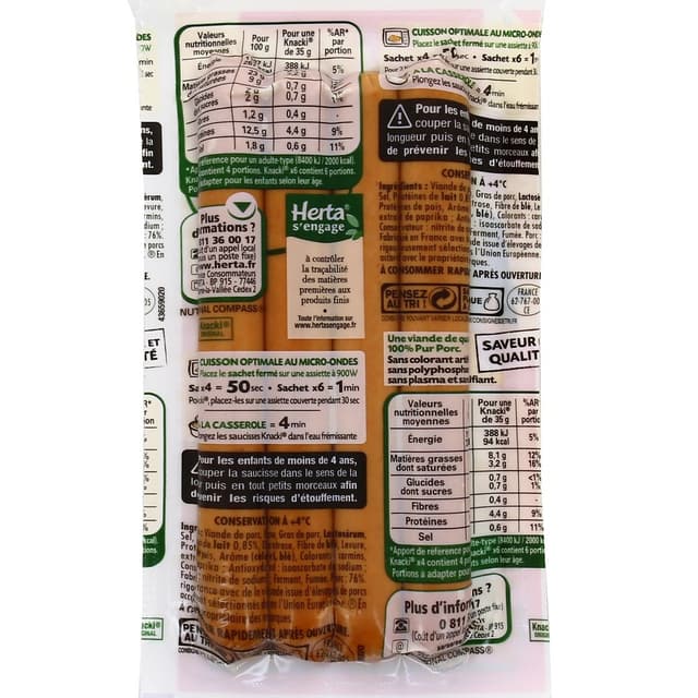 7613034942920 - Herta - Knacki Original Saucisses 100% Pur Porc, 140g