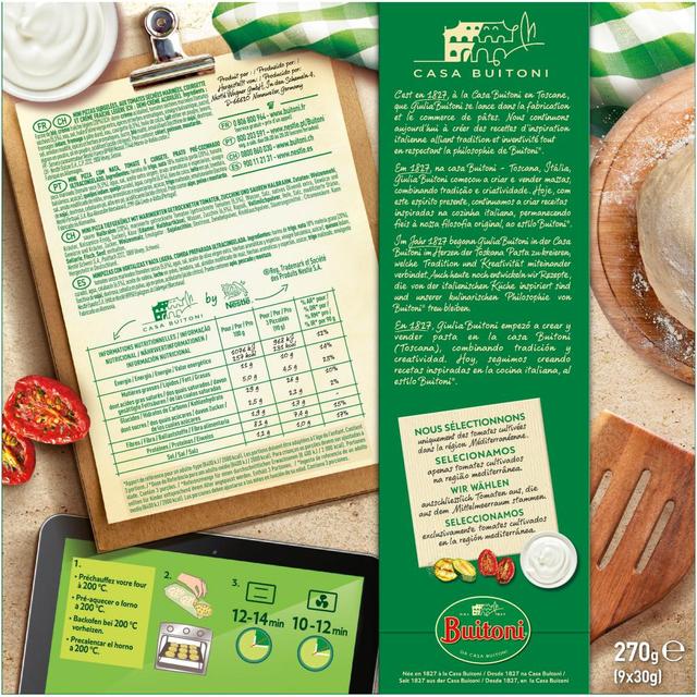 7613035113220 - Buitoni Piccolinis - 9 Mini pizzas Italiana tomates marinées, courgettes et crème fraîche légère 9x30g