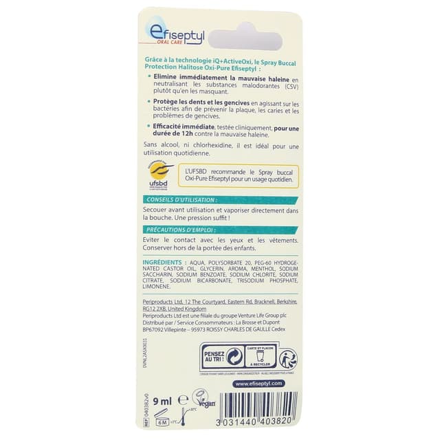 3031440403820 - Efiseptyl - Spray Buccal Oxi Pure Protection Halitose
