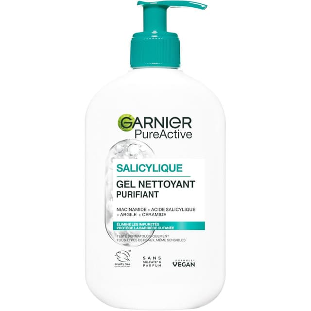 3600542565820 - Garnier - Gel nettoyant moussant purifiant Pure active