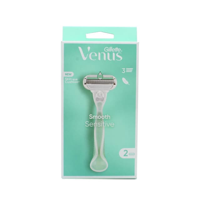 8001090585820 - Gillette Venus - Rasoir + 2 recharges Smooth Sensitive, triple lame