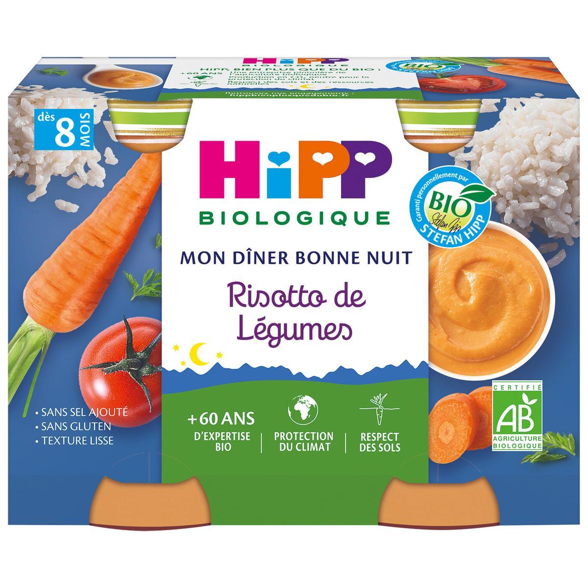 4062300056220 - Hipp - Mon Dîner Bonne Nuit - Risotto de Légumes Bio Pot Bébé Dès 8 mois