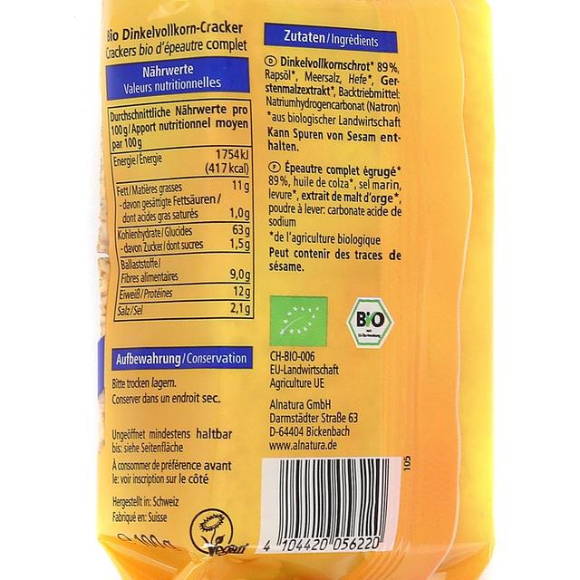 4104420056220 - Alnatura - Cracker d'épeautre nature bio