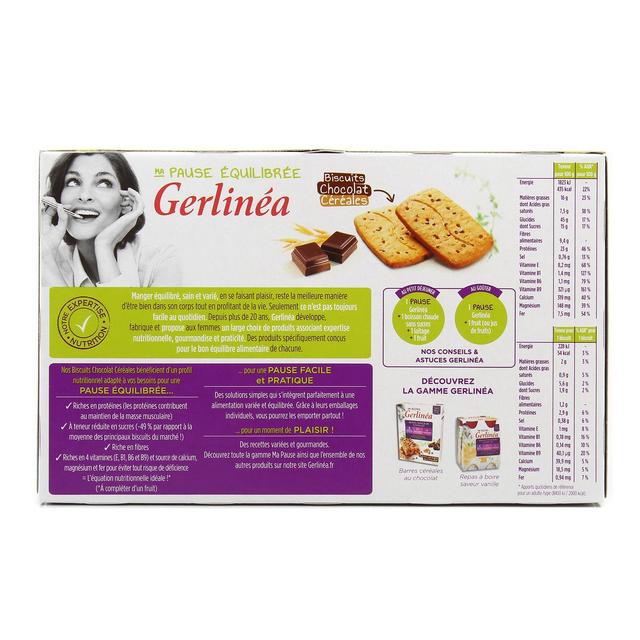 3175681797420 - Gerlinéa - 4 Biscuits chocolat céréales -49% de sucres en moins