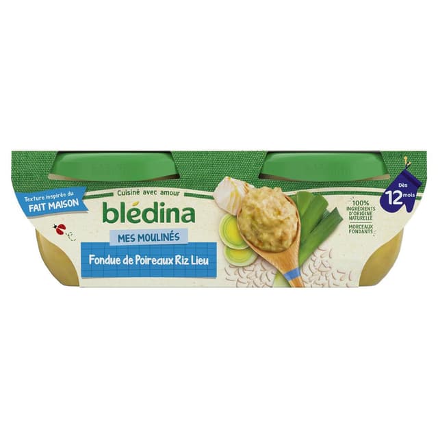 3041090767920 - Blédina - Mes Moulinés - Fondue de Poireaux Riz Lieu Bol Bébé Dès 12 mois