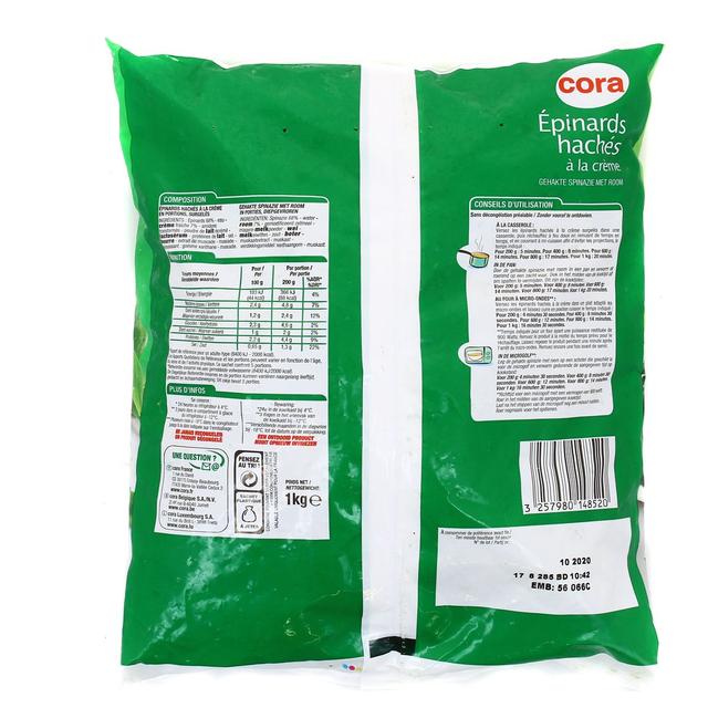 3257980148520 - Cora - Épinards hachés à la crème fraîche