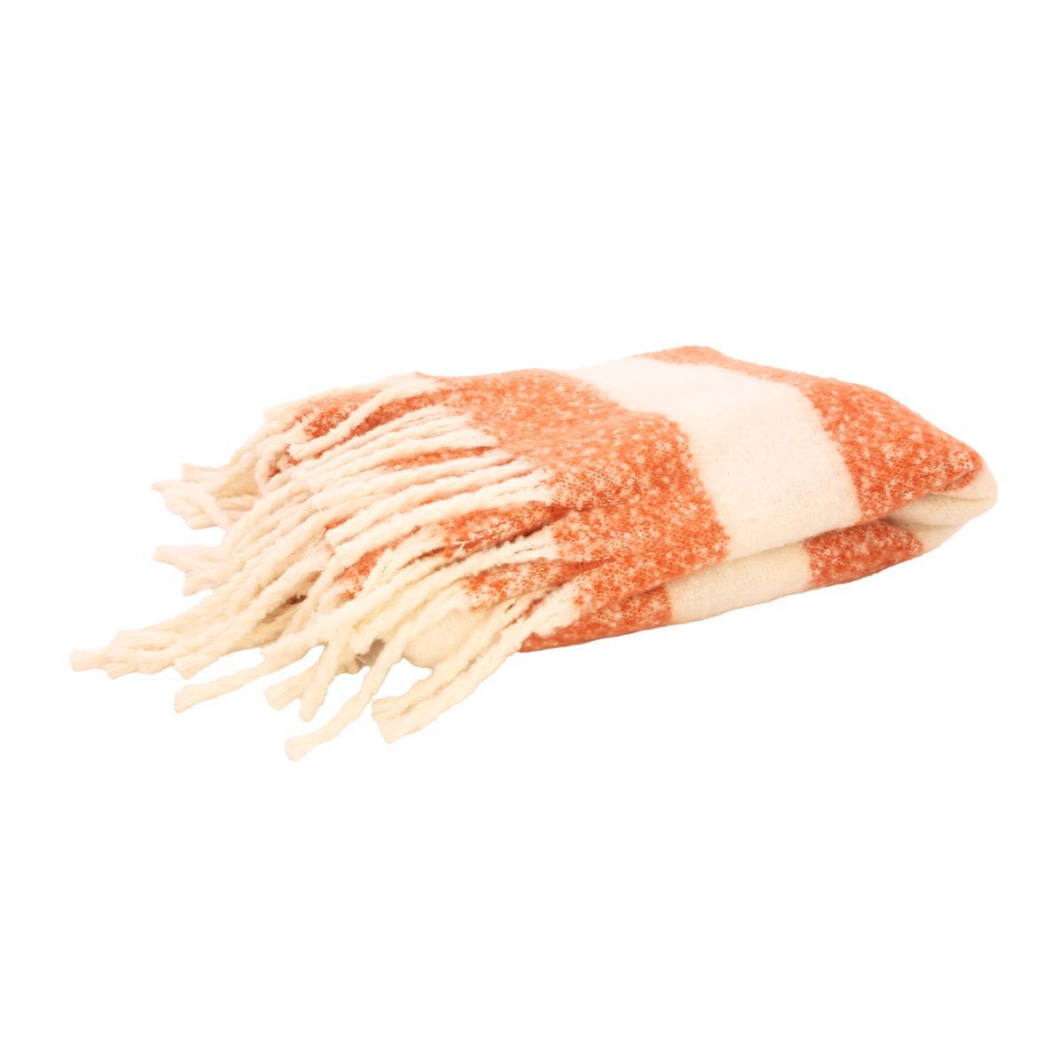5404035710821 - Point virgule - Plaid en polyester 100% recyclé blanc/terracotta 