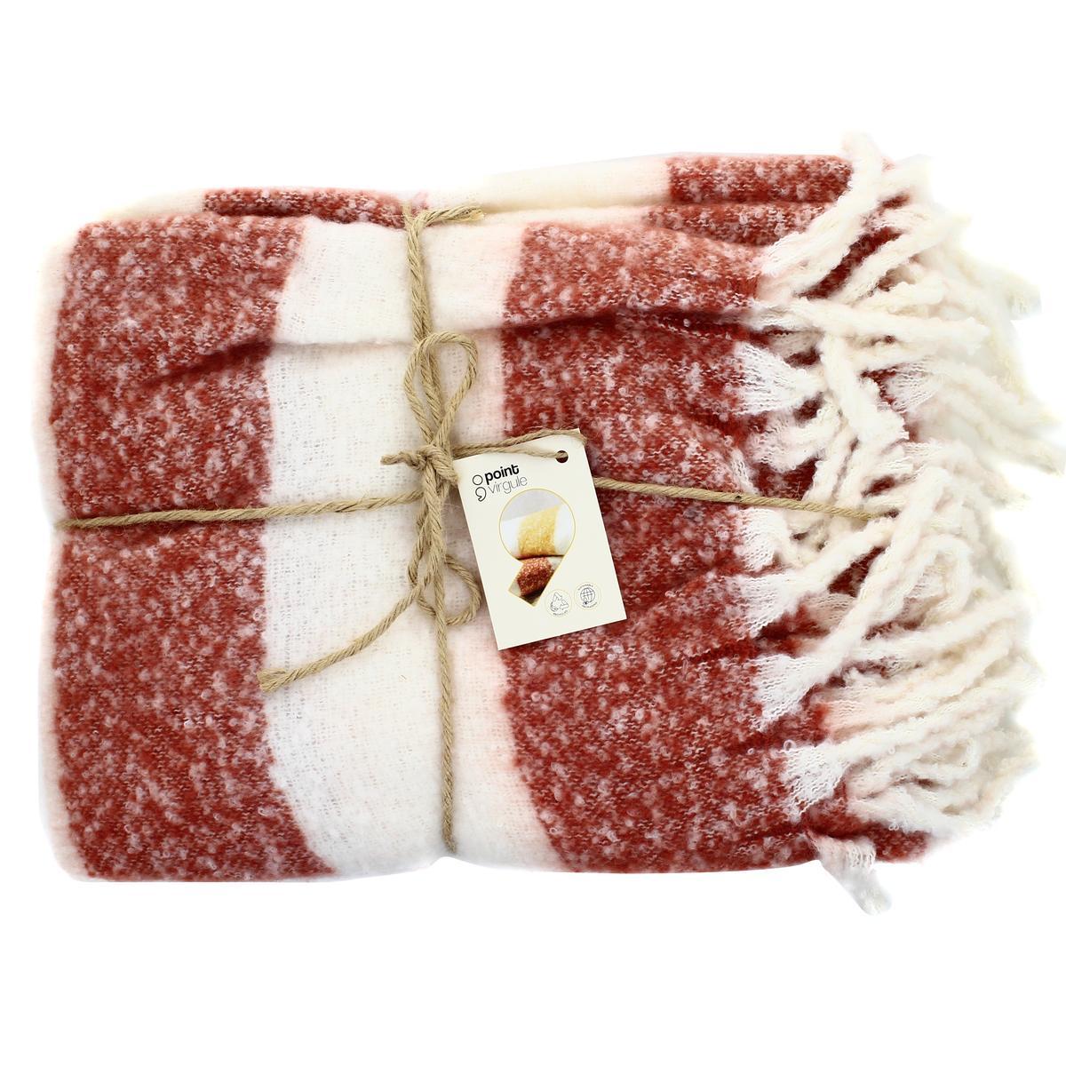 5404035710821 - Point virgule - Plaid en polyester 100% recyclé blanc/terracotta 