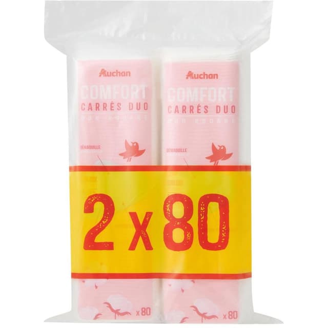 3596710551521 - Auchan - Coton Carrés à démaquiller duo