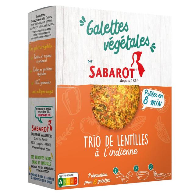 3111952042721 - Sabarot - Préparation pour Galette Végétale- Trio de Lentilles à l'indienne