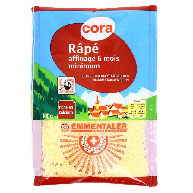 3257980105721 - Cora - Emmental râpé suisse au lait cru