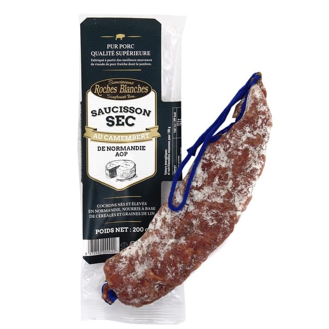 3272550000022 - Les Roches Blanches - Saucisson sec porc normand au camembert de Normandie AOP
