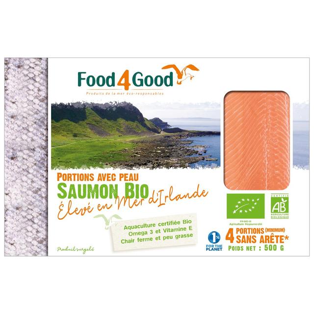 3426434000022 - Food4Good - Portions de Saumon Bio élevé en Mer d¿Irlande avec peau
