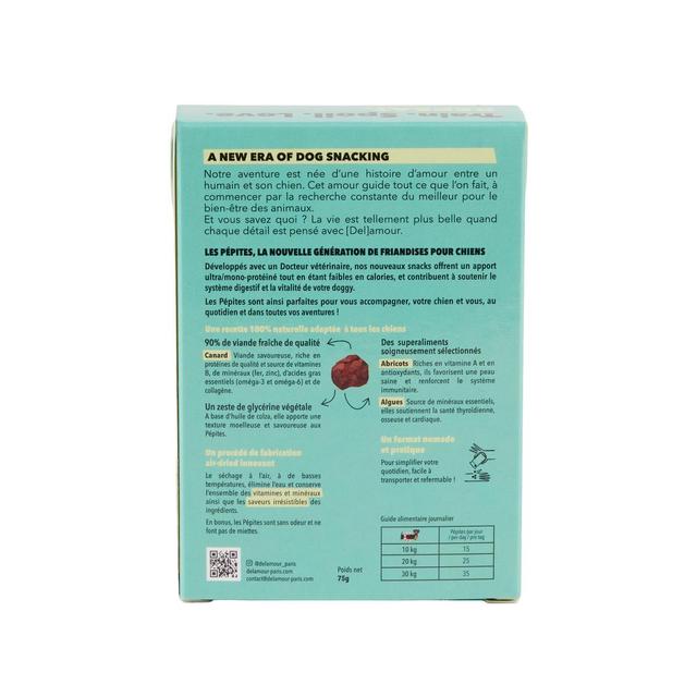 3760407550122 - Delamour - Friandise Pépites Canard Abricot- Récompense pour chien