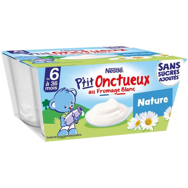 7613287930422 - Nestlé - P'tit Onctueux - Dessert Lacté Nature Fromage Blanc Coupelles Bébé dès 6 mois