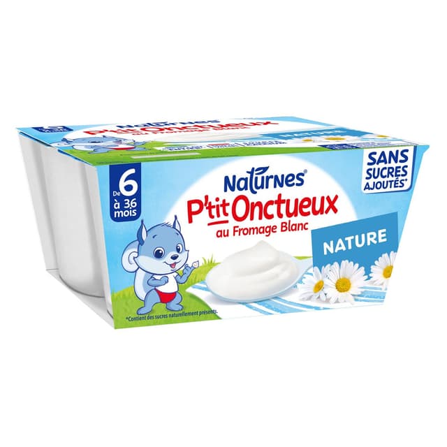 7613287930422 - Naturnes® - P'tit Onctueux - Dessert Lacté Nature Fromage Blanc Coupelles Bébé dès 6 mois