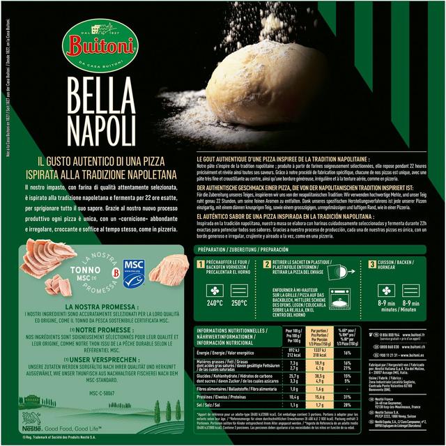 8000300400922 - Buitoni Bella Napoli - Pizza Tonno- Thon, Oignons rouges, Mozzarella