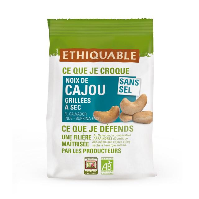 3760091722522 - Ethiquable - Commerce Equitable - Noix de cajou grillées sans sel Bio Burkina Faso Inde Salvador