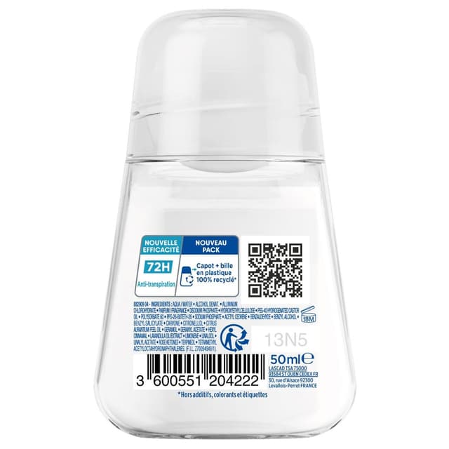 3600551204222 - Narta - Déodorant Bille Invisible 72H Anti-Traces Blanches et Jaunes Fraîcheur Pure