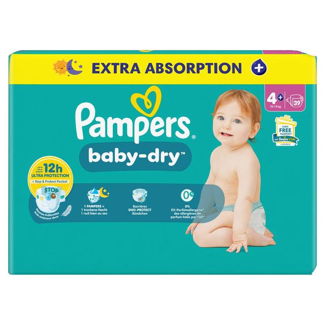 8700216904322 - Pampers Babydry Geant - Couches Bébés Baby-Dry 10-15kg Taille 4 +