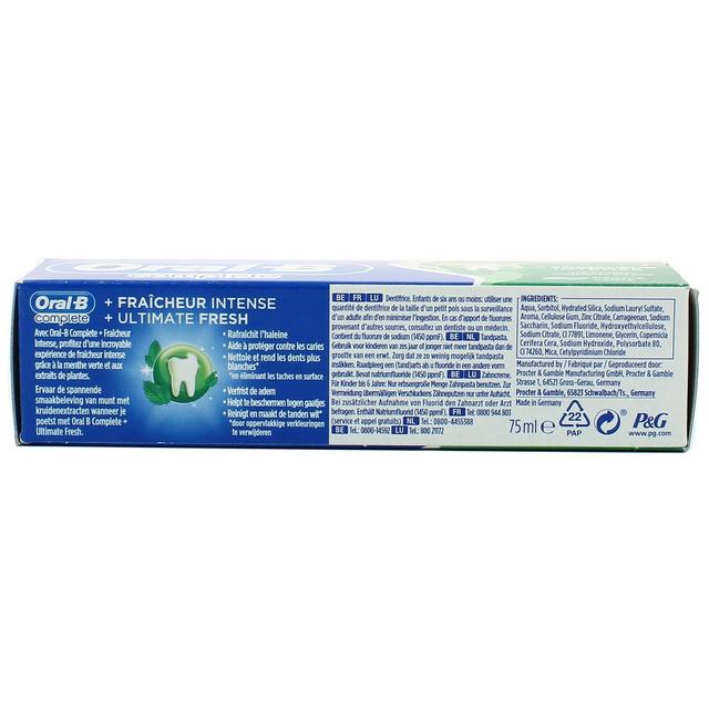 3014260095222 - Oral B - Dentifrice Fraîcheur intense à la menthe verte et aux extraits de plantes.